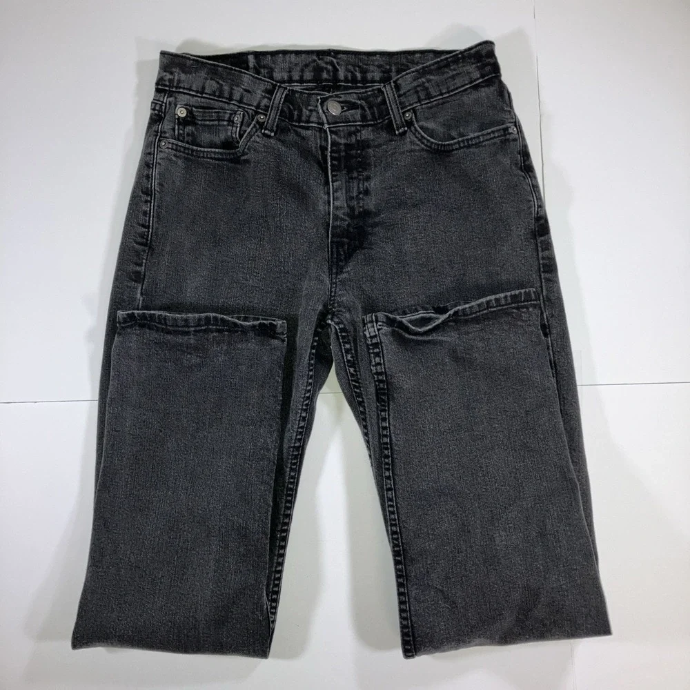 Levi's 514 Jeans Mens 32x32 Black Straight Fit Stretch Denim 30x29.5 Actual